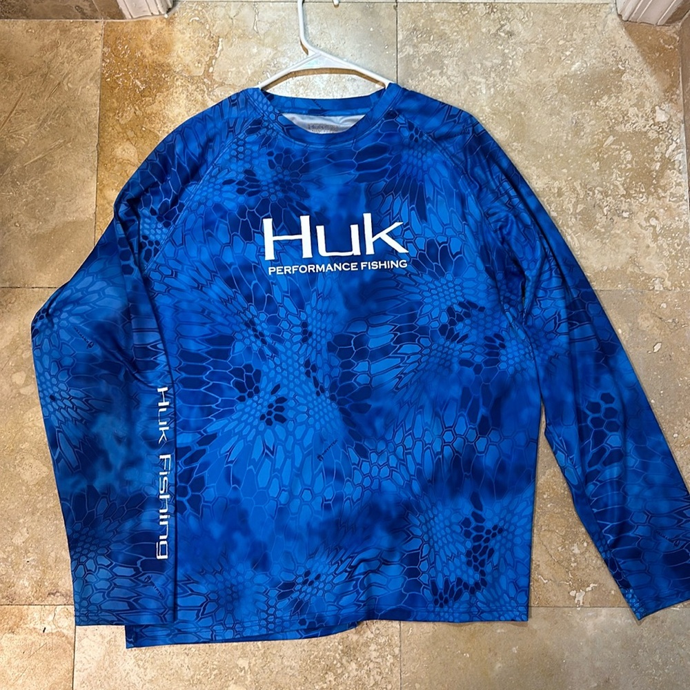 HUK Performance fishing shirt long sleeve Blue camo Kryptek